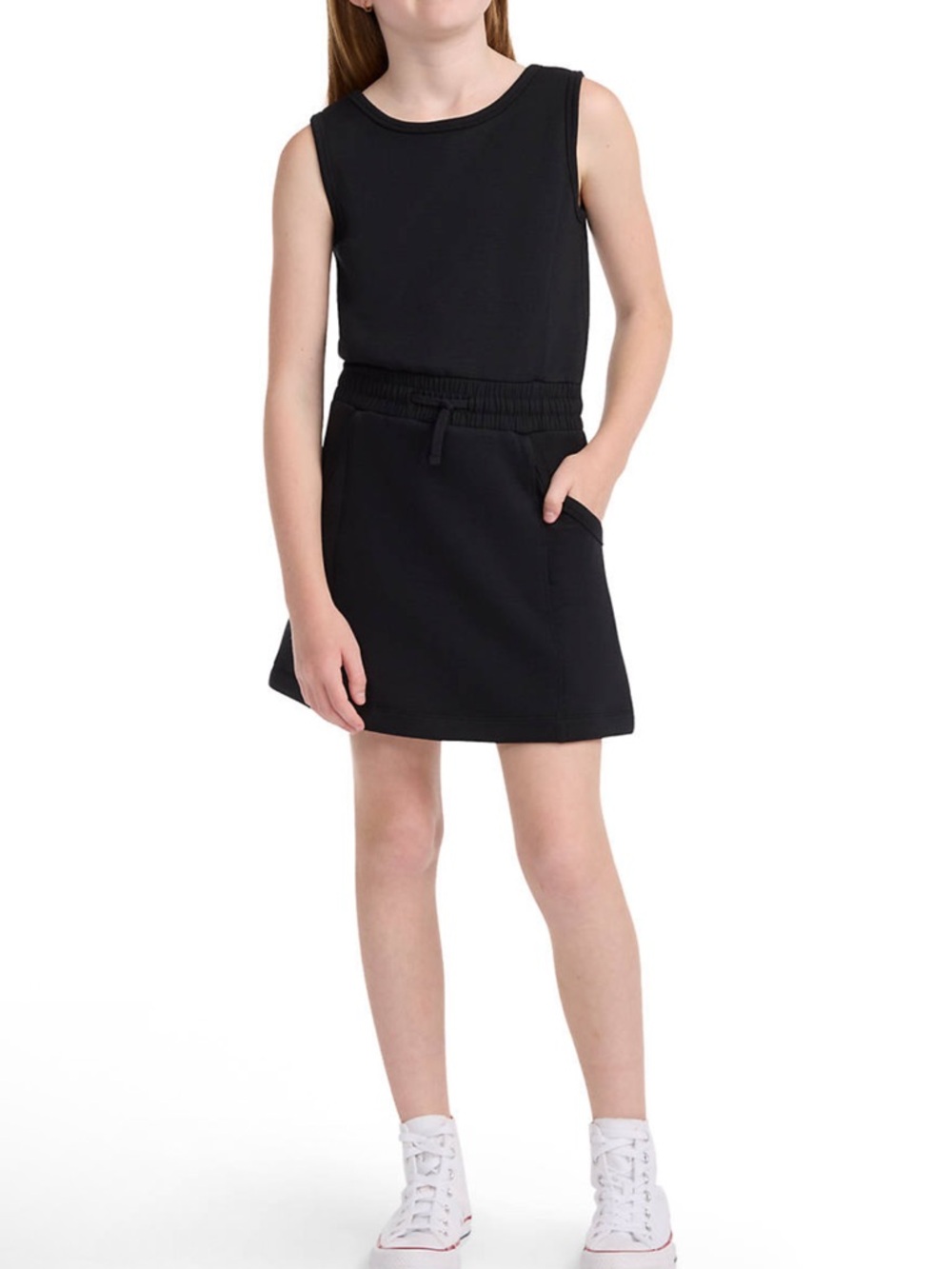 Abercrombie & Fitch Black Sleeveless Knit Drawstring Mini Dress and Skort